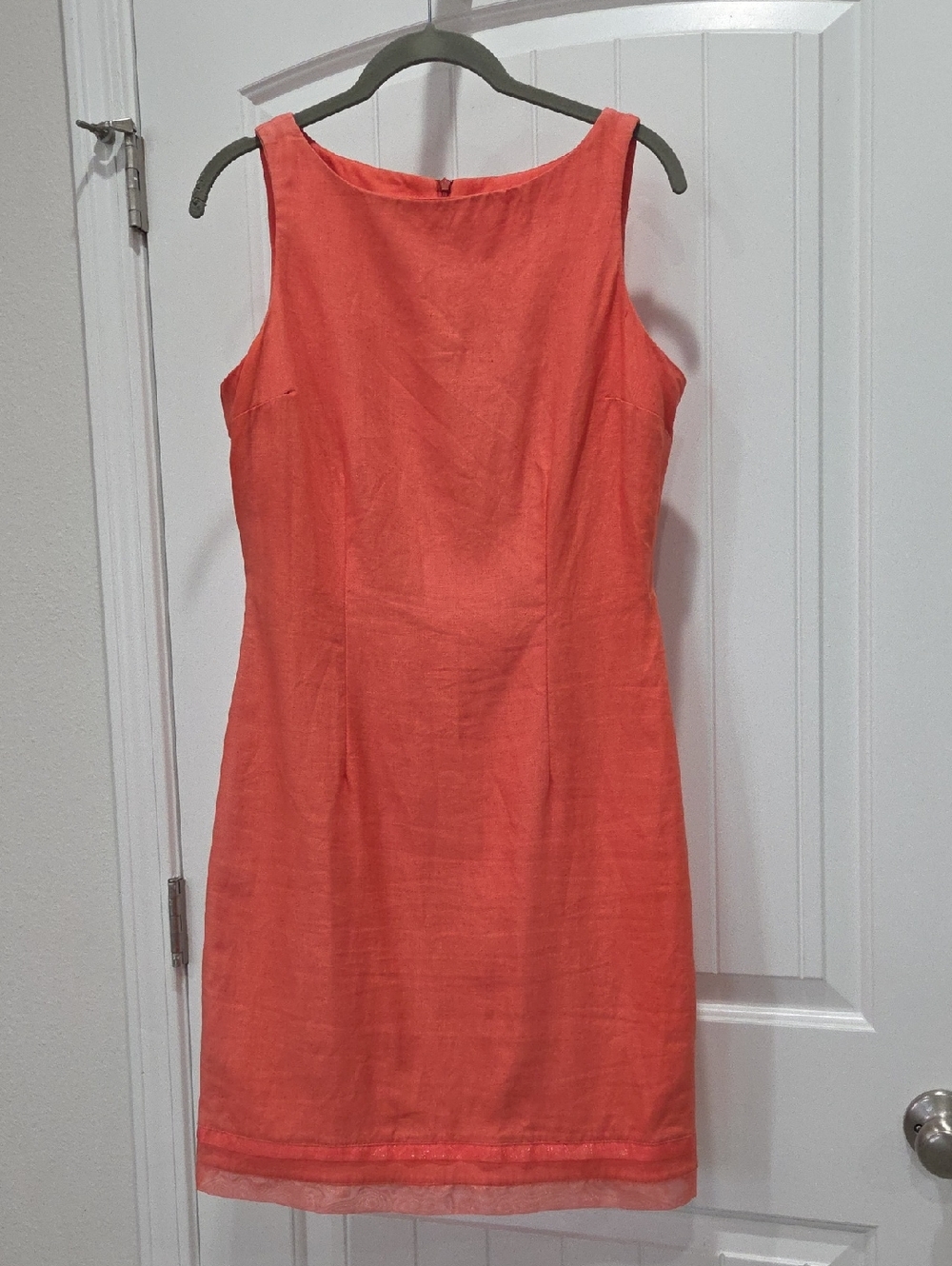 Althuser Vintage 100% Linen Coral Shift Dress Size 6